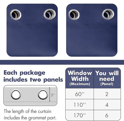 MIULEE Blackout Curtains for Bedroom Living Room Thermal Insulated Room Darkening Grommet Top Solid Light Blocking Drapery Set of 2 Window Panels 52 x 72 Inches Navy Blue