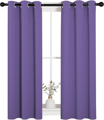 NICETOWN Window Curtain Panels, Thermal Insulated Solid Grommet Blackout Draperies/Drapes for Basement (Lilac Purple, 1 Pair, 29 by 45-inch)