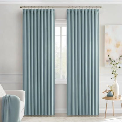 MIULEE Slate Blue Back Tab Blackout Curtains 84 Inch Length 2 Panels Set for Living Room Bedroom Privacy, Rod Pocket/Pinch Pleat Thermal Insulated Room Darkening Pleated Light Blocking Drapes
