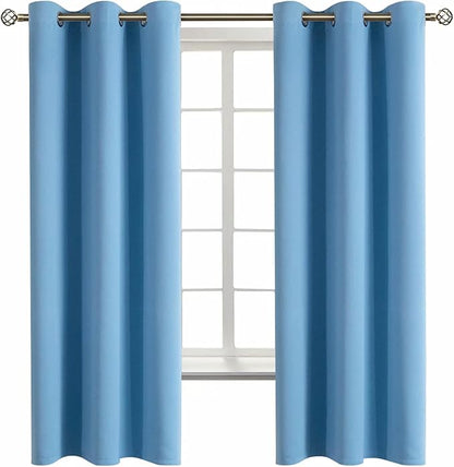BGment Room Darkening Curtains 63 Inches Long - Grommet Thermal Insulated Drapes Window Treatment Curtains for Bedroom, 2 Panels, 42 x 63 Inch, Sky Blue
