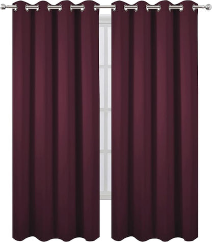 LEMOMO Burgundy Red Thermal Blackout Curtains/52 x 108 Inch/Set of 2 Panels Room Darkening Curtains for Bedroom