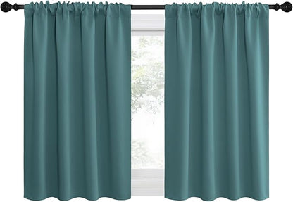 NICETOWN Blackout Curtains for RV Windows, Sea Teal, 29" by 20", 2 Panels, Room Darkening Window Curtain Panels, Easy-Care Solid Thermal Insulated Draperies/Drapes for Daughter Room