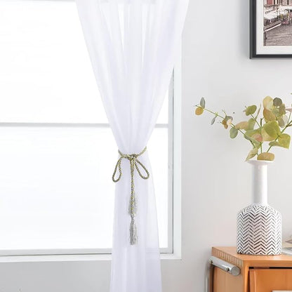 SpaceDresser Optical White Sheer Curtains 4 Panels Rod Pocket Semi-Sheer Curtain 72 Inches Long Light Filtering Voile Window Drapes for Bedroom Living Room Kitchen, Each 52W x 72L