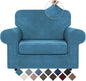 WEERRW Velvet Stretch Chair Sofa Slipcover - 2 Pieces Luxury Soft Velvet Plush Couch Cover Furniture Protector with Elastic Bottom for Pets, Machine Washable, Peacock Blue, Small