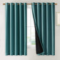 NICETOWN 100% Blackout Curtains with Black Liners, Sea Teal, 2 Panels, 62-inch W by 63-inch L, Thermal Insulated Full Blackout 2-Layer Lined Drapes, Energy Efficiency Window Draperies for Bedroom