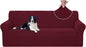 U-NICE HOME Stretch Couch Cover Sofa Cover Washable Sofa Slipcover Furniture Protector for 3 Cushion Couch Sofa Pet Friendly(Sofa, Burgundy)