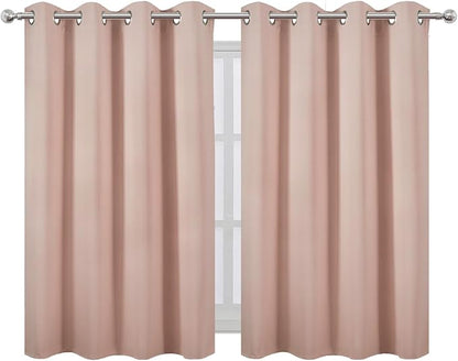 LEMOMO Blush Thermal Blackout Curtains/52 x 45 Inch/Set of 2 Panels Room Darkening Curtains