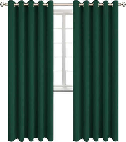 BGment Blackout Curtains for Bedroom - Grommet Thermal Insulated Room Darkening Drapes for Living Room, Set of 2 Panels (70 x 84 Inch, Emerald Green)
