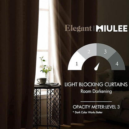 MIULEE Blackout Curtains for Bedroom Living Room Thermal Insulated Room Darkening Grommet Top Solid Light Blocking Drapery Set of 2 Window Panels 52 x 104 Inches Beige