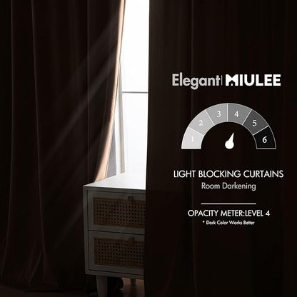 MIULEE Blush Beige Velvet Curtains 96 inches - Luxury Blackout Curtains for Bedroom Living Room Thermal Insulated Super Soft Window Drapes Rod Pocket & Back Tab, W52 x L96 inches, 2 Panels