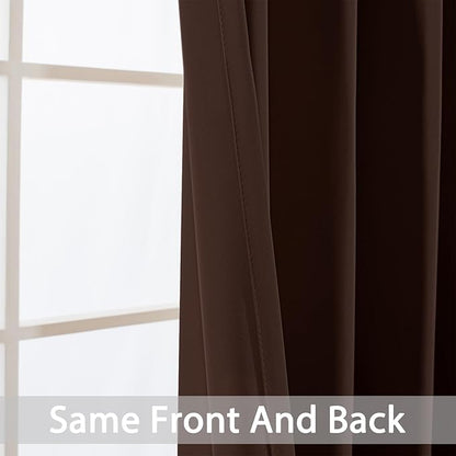 Yakamok Premium Room Darkening Thermal Insulated Curtains for Bedroom/Living Room - Classic Grommet Top (2 Panels, Chocolate Brown, 38 Inch by 63 Inch)