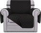 Easy-Going Chair Sofa Slipcover Reversible Sofa Cover Water Resistant Couch Cover Furniture Protector Cover with Elastic Straps for Pets Kids Children Dog Cat (Chair, Black/Black)