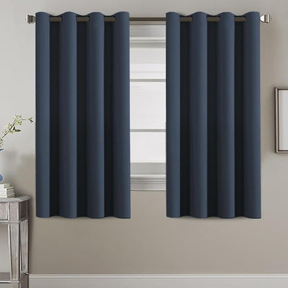 H.VERSAILTEX Thermal Insulated Blackout Curtains for Bedroom 63 Inches Long Grommet Window Treatment Panel for Living Room Energy Efficient Curtains - Solid in Navy Blue - One Panel, 52" W x 63" L