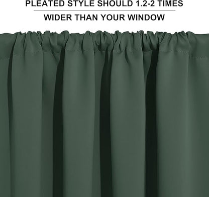 RYB HOME Blackout Curtains for Bedroom Living Room 72 inches Long, Thermal Insulated Privacy Rod Pocket Drapes for Nursery Office Home Theater, Width 42 by Length 72, Dark Green, 2 Panels