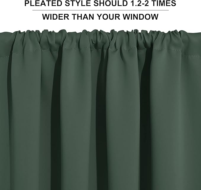 RYB HOME Cafe Blackout Curtains 24 inch Length, RV Curtains for Camper Windows, Mini Short Small Insulating Light UV Blocking Privacy Half Window Tiers, Width 29 by Length 24, Dark Green, 2 Panels