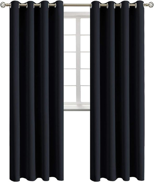 BGment Blackout Curtains - Grommet Thermal Insulated Room Darkening Bedroom and Living Room Curtains, Set of 2 Panels (52 x 120 Inch, Black)
