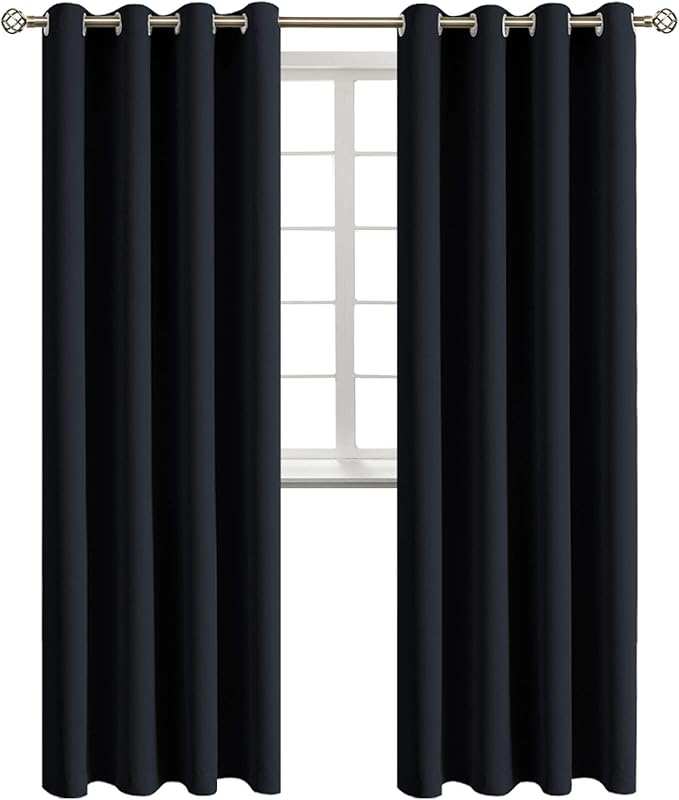 BGment Blackout Curtains - Grommet Thermal Insulated Room Darkening Bedroom and Living Room Curtains, Set of 2 Panels (52 x 108 Inch, Black)