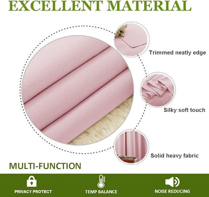 NICETOWN Blackout Draperies Curtains for Girls Room, Nursery Essential Thermal Insulated Grommet Top Blackout Panels (Baby Pink=Lavender Pink, 1 Pair, 42 x 54 Inch)