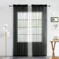 SpaceDresser Sheer Voile Window Treatment Rod Pocket Curtain Panels for Kitchen Bedroom Living Room Drapes Sunlight Filtering Privacy Semi Home Decor Assorted (Black, 52 W x 90 L)