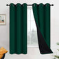Yakamok 100% Blackout Thermal Insulated Curtains,Room Darkenning Curtains Soundproof Window Treatment Drapes for Living Room(42Wx63L,Dark Green, 2 Panels)