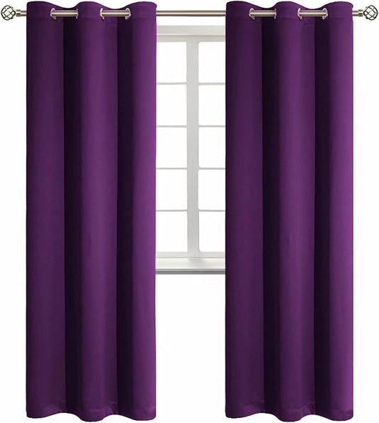 BGment Blackout Curtains - Grommet Thermal Insulated Room Darkening Bedroom and Living Room Curtain, Set of 2 Panels (42 x 84 Inch, Royal Purple)