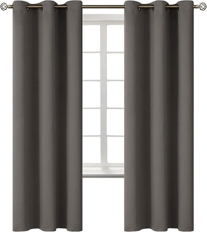 BGment Blackout Curtains for Bedroom - Grommet Thermal Insulated Room Darkening Curtains for Living Room, Set of 2 Panels (42 x 72 Inch, Grey)