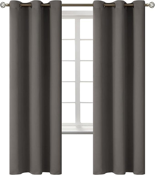 BGment Blackout Curtains for Bedroom - Grommet Thermal Insulated Room Darkening Curtains for Living Room, Set of 2 Panels (42 x 72 Inch, Grey)