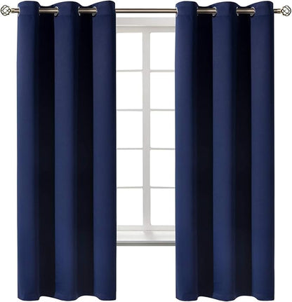 BGment Blackout Curtains for Bedroom 63 Inches Long - Navy Blue Room Darkening Thermal Insulated Sunlight Blocking Grommet Window Drapes for Kids Boys Room, Set of 2 Panels, 42 x 63 Inch