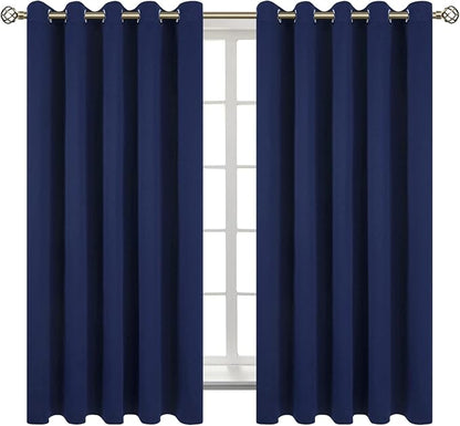 BGment Blackout Curtains for Bedroom - Grommet Thermal Insulated Room Darkening Curtains for Living Room, Set of 2 Panels (70 x 63 Inch, Navy Blue)