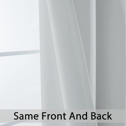 Yakamok Room Darking Curtains for Bedroom, Light Blocking Drapes Room Darkening Thermal Insulated Solid Grommet Panels for Living Room(38Wx54L, Greyish White, 2 Panels)