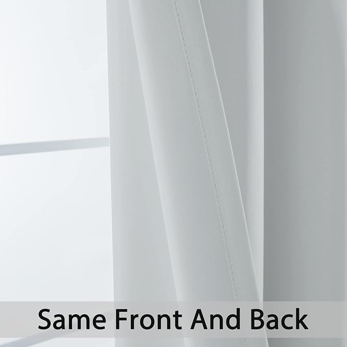 Yakamok Room Darking Curtains for Bedroom, Light Blocking Drapes Room Darkening Thermal Insulated Solid Grommet Panels for Living Room(38Wx45L, Greyish White, 2 Panels)