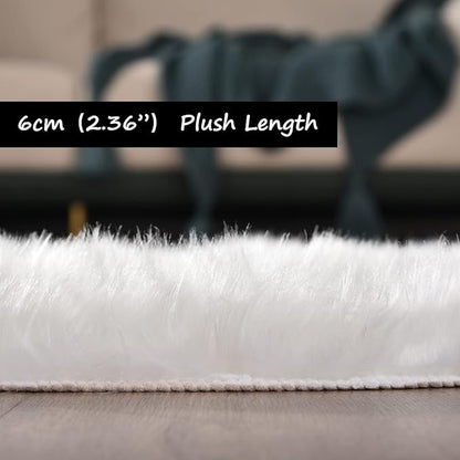 Goolela White Sheepskin Area Rug 9x12 Fluffy Fuzzy Furry Rug for Bedroom Living Room Faux Fur Shaggy Soft Rectangle