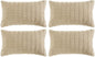 Fancy Homi 4 Packs Tan Decorative Throw Pillow Covers 16x24 Inch for Living Room Couch Bed Sofa, Beige Rustic Farmhouse Boho Home Decor, Soft Plush Striped Corduroy Square Cushion Case 40x60 cm