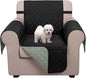 U-NICE HOME Recliner Chair Covers Reversible Chair Cover for Dogs with Elastic Straps Water Resistant Diamond Quilted (23''Armchair, Black/Grey)