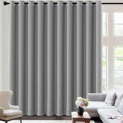 H.VERSAILTEX Blackout Curtains for Sliding Glass Door Room Divider Curtains Noise Reduce Curtain Panel Portable Window Screen Sliding Partition, W180 x L96 inches/8' Tall by 15' Wide, Dove Gray