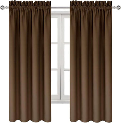 DWCN Blackout Curtains – Thermal Insulated, Energy Saving & Noise Reducing Bedroom and Living Room Curtains, Brown, W 42x L 63 Inch, Set of 2 Rod Pocket Curtain Panels