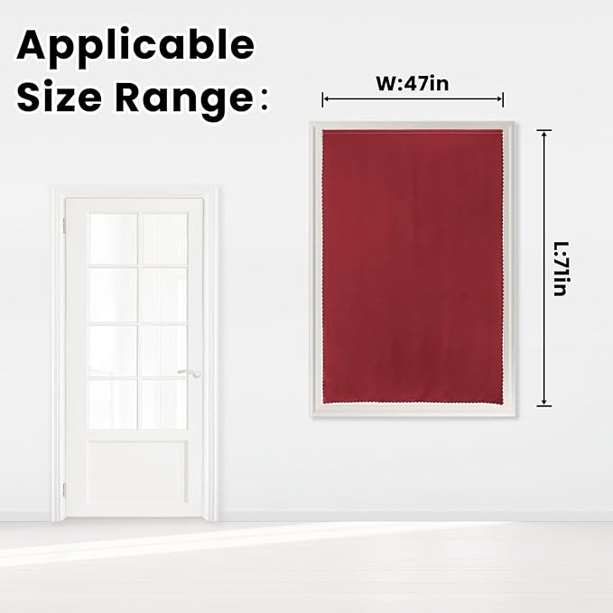 Self Adhesive Curtains, Stick Curtain Blackout Shades Window Cover Curtains for Living Room No Drilling, 47" W X 71" L, Burgundy, 1 Panel