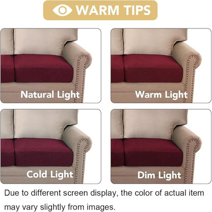 H.VERSAILTEX High Stretch Individual Seat Cushion Covers Sofa Slipcovers Couch Cushion Covers Sofa Covers Featuring Jacquard Textured Twill Fabric (2 Pack for 2 Cushion Loveseat, Burgundy Red, One)