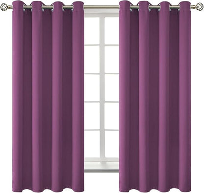 BGment Room Darkening Curtains 63 Inches Long - Grommet Thermal Insulated Drapes Window Treatment Curtains for Bedroom, 2 Panels, 52 x 63 Inch, Eggplant Purple