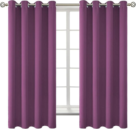 BGment Room Darkening Curtains 63 Inches Long - Grommet Thermal Insulated Drapes Window Treatment Curtains for Bedroom, 2 Panels, 52 x 63 Inch, Eggplant Purple