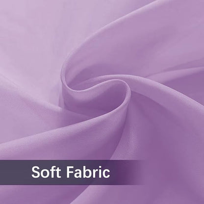 youleyar Solid Sheer Rod Pocket Curtain Voile Draperies 2 Panels White Beige Black Grey Coffee 52 Inch Width 63 Inch Long 1 Pair for Kitchen Bedroom Children Living Room Yard (Lavender,52Wｘ63L)