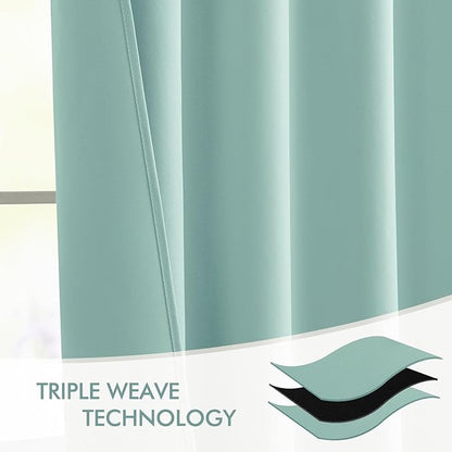 MIULEE Aqua Back Tab Blackout Curtains 84 Inch Length 2 Panels Set for Living Room Bedroom Privacy, Rod Pocket/Pinch Pleat Thermal Insulated Room Darkening Pleated Light Blocking Drapes