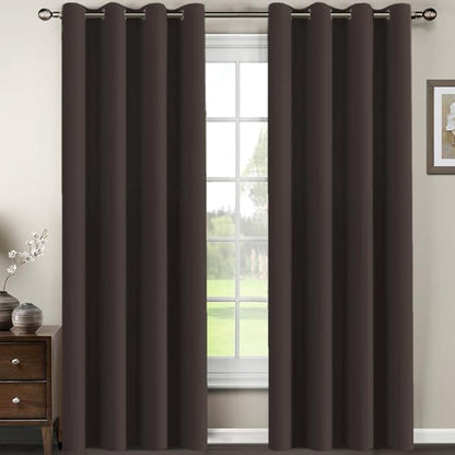 H.VERSAILTEX Premium Blackout Curtains for Living Room 84 Inches Length, Blackout Curtains for Bedroom Curtains & Drapes Thermal Insulated Drapes - Chocolate Brown, 1 Panel, 52" W x 84" L