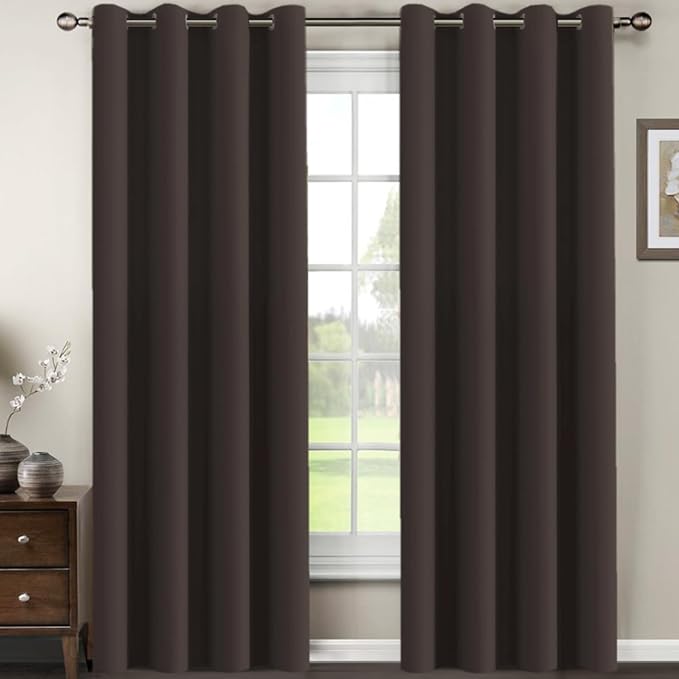 H.VERSAILTEX Blackout Curtain for Living Room Thermal Insulated Window Treatment Curtain Extra Long 108 inch Length Energy Saving Solid Grommet Blackout Drape, One Panel, Chocolate Brown，52"W x 108"L