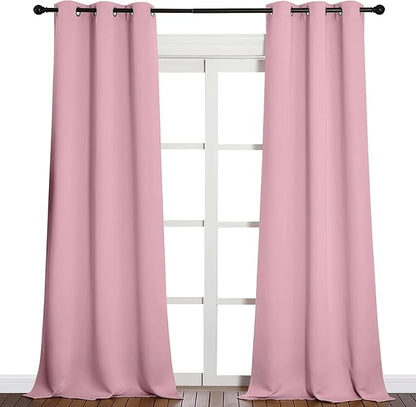 NICETOWN Patio Glass Door Blackout Curtains for Bedroom/Living Room, Privacy Panel Drapes for Dining Room and Guest Room (Crystal Pink, 42 inches Wide x 95 inches Long, 1 Pair)