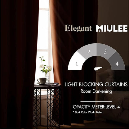 MIULEE Blackout Curtains for Bedroom Living Room Thermal Insulated Room Darkening Grommet Top Solid Light Blocking Drapery Set of 2 Window Panels 52 x 72 Inches Terracotta