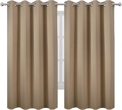 LEMOMO Natural Blackout Curtains 66 x 63 Inch Length/Set of 2 Curtain Panels/Thermal Insulated Room Darkening Blackout Curtains for Bedroom