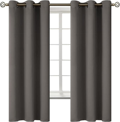 BGment Blackout Curtains for Bedroom - Grommet Thermal Insulated Room Darkening Curtains for Living Room, Set of 2 Panels (38 x 63 Inch, Grey)