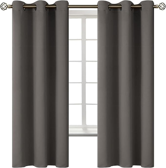 BGment Blackout Curtains for Bedroom - Grommet Thermal Insulated Room Darkening Curtains for Living Room, Set of 2 Panels (38 x 63 Inch, Grey)