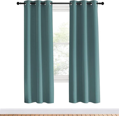 NICETOWN Modern Blackout Curtains Noise Reducing for Bedroom, Greyish Blue, 2 Panels, W34 x L70 -Inch, Thermal Insulated and Privacy Room Darkening Drape Panels for Boy's Guest Room Door Window